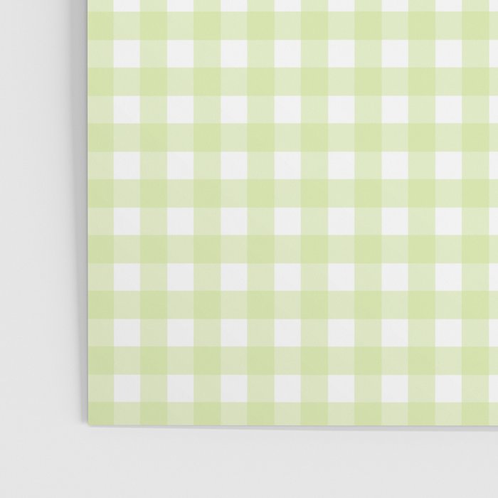 Gingham Check Pattern in Light Lime Green and White Poster Gallery Image 3
