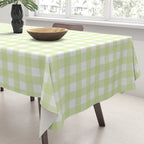 Gingham Check Pattern in Light Lime Green and White Tablecloth Gallery Image 3