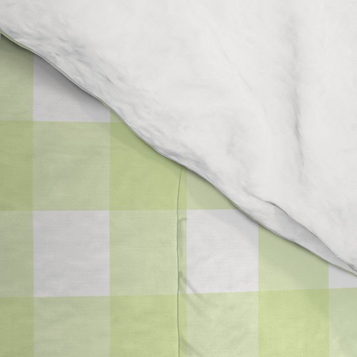 Gingham Check Pattern in Light Lime Green and White Comforter Gallery Image 4