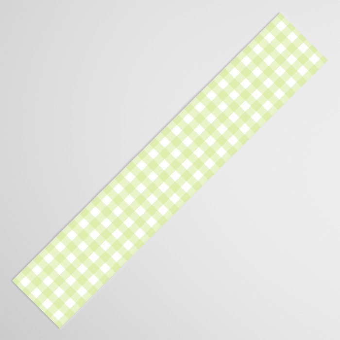 Gingham Check Pattern in Light Lime Green and White Table Runner Gallery Image 3