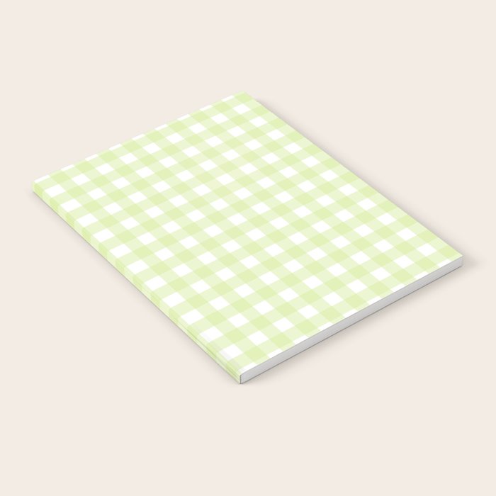 Gingham Check Pattern in Light Lime Green and White Notebook Gallery Image 2