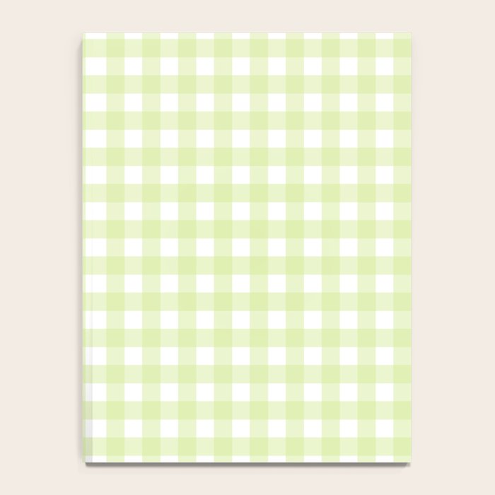 Gingham Check Pattern in Light Lime Green and White Notebook Gallery Image 4