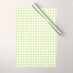 Gingham Check Pattern in Light Lime Green and White Wrapping Paper Gallery Image 1