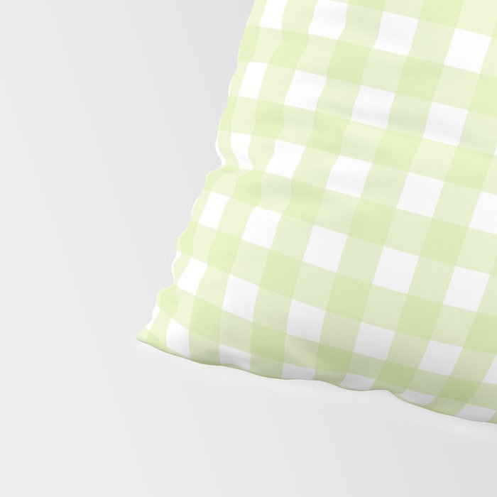Gingham Check Pattern in Light Lime Green and White Pillow Sham Gallery Image 4