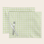 Gingham Check Pattern in Light Lime Green and White Placemat Gallery Image 1