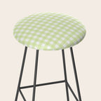 Gingham Check Pattern in Light Lime Green and White Stool Gallery Image 2