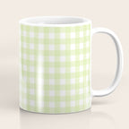 Gingham Check Pattern in Light Lime Green and White Coffee Mug Gallery Image 1