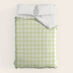 Gingham Check Pattern in Light Lime Green and White Duvet Cover Gallery Image 6