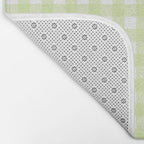 Gingham Check Pattern in Light Lime Green and White Bath Mat Gallery Image 2