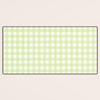 Gingham Check Pattern in Light Lime Green and White Desk Mat Gallery Image 3