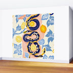 Snakes & Lemons, Whimsical Eclectic Wildlife Animals, Fruit Food Bohemian Summer, Quirky Venom Illustration Moroccan Tiles Wall Mural Gallery Image 2
