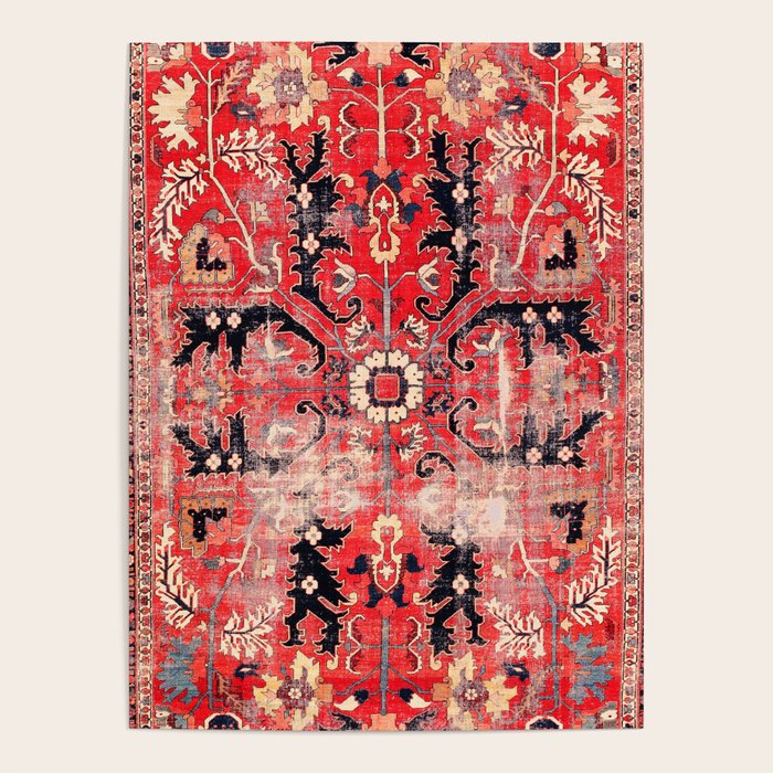 Heriz Azerbaijan Northwest Persian Rug Print Poster Gallery Image 1