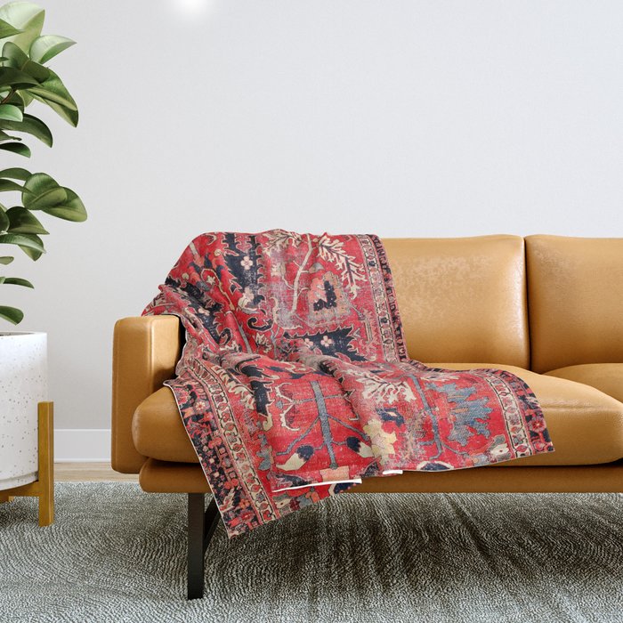 Heriz Azerbaijan Northwest Persian Rug Print Throw Blanket Gallery Image 1