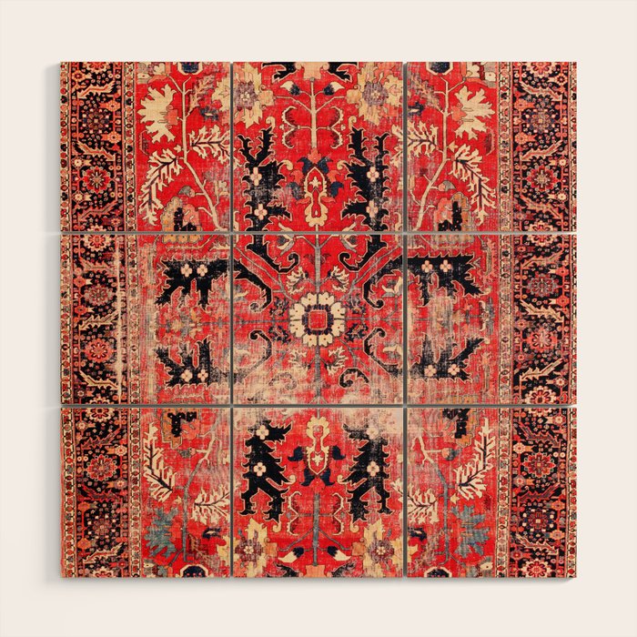 Heriz Azerbaijan Northwest Persian Rug Print Wood Wall Art Gallery Image 1