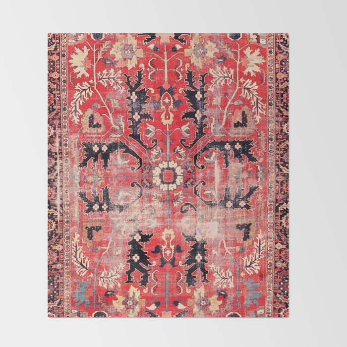 Heriz Azerbaijan Northwest Persian Rug Print Throw Blanket Gallery Image 2