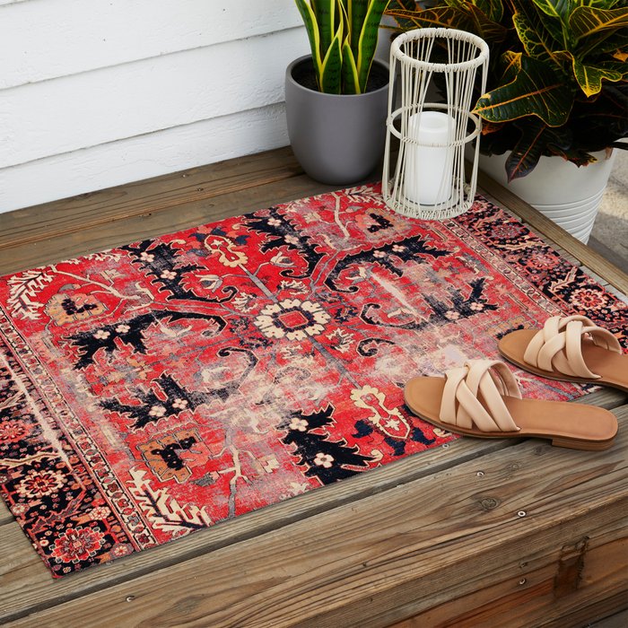 Heriz Azerbaijan Northwest Persian Rug Print Outdoor Rug Gallery Image 2