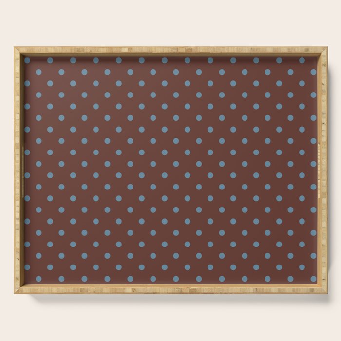 Polka Dot Brown and Blue Pattern Serving Tray Gallery Image 1