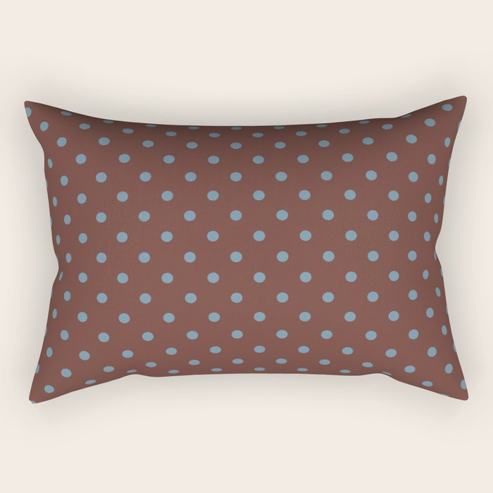Polka Dot Brown and Blue Pattern Rectangular Pillow Gallery Image 2