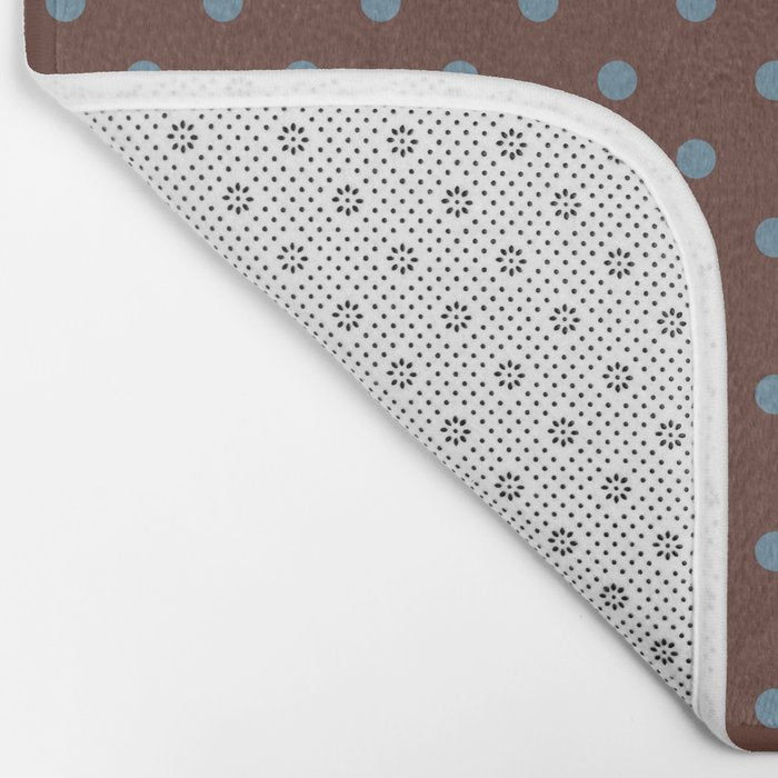 Polka Dot Brown and Blue Pattern Bath Mat Gallery Image 2
