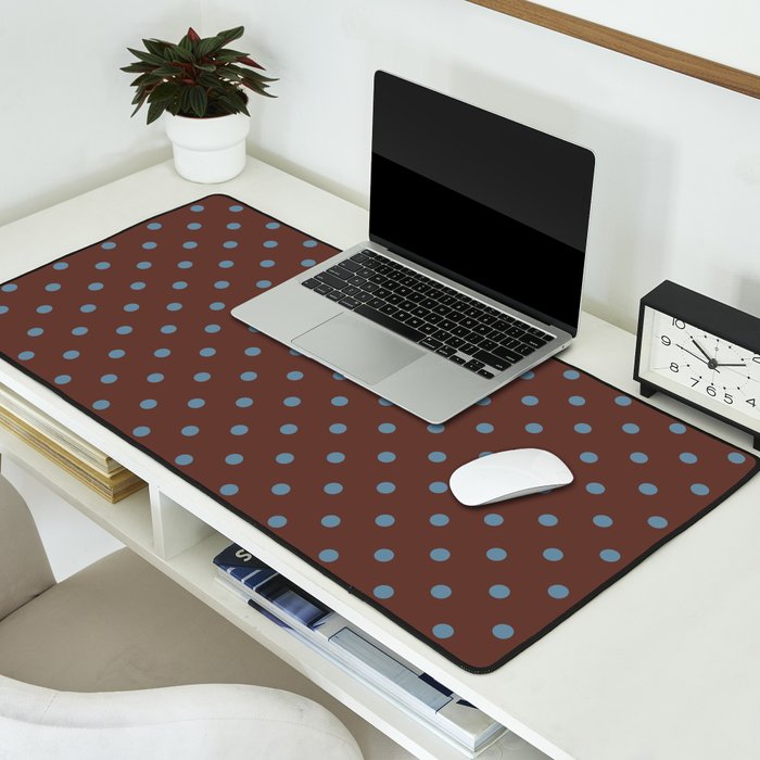 Polka Dot Brown and Blue Pattern Desk Mat Gallery Image 2