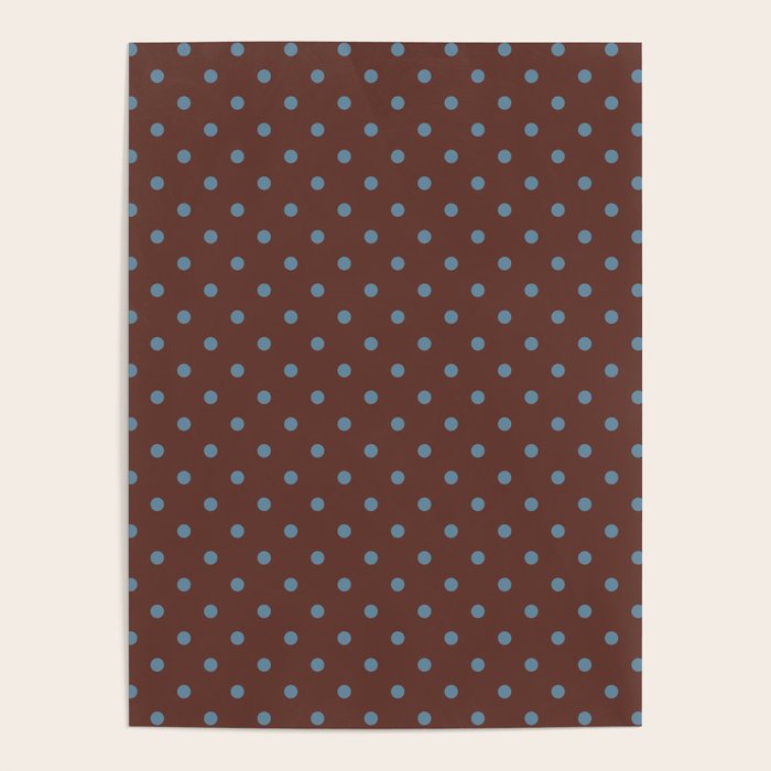 Polka Dot Brown and Blue Pattern Poster Gallery Image 1