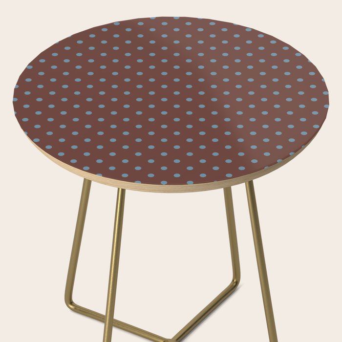 Polka Dot Brown and Blue Pattern Side Table Gallery Image 2
