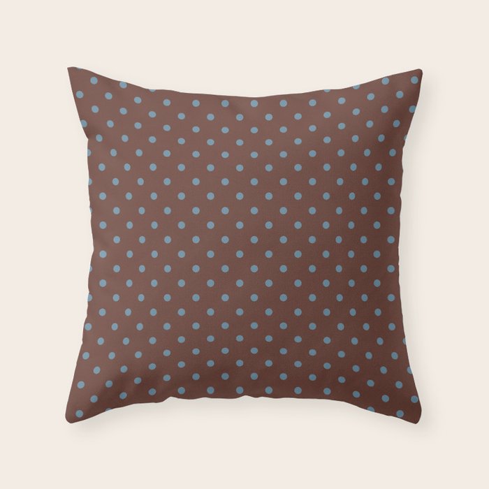 Polka Dot Brown and Blue Pattern Throw Pillow Gallery Image 6