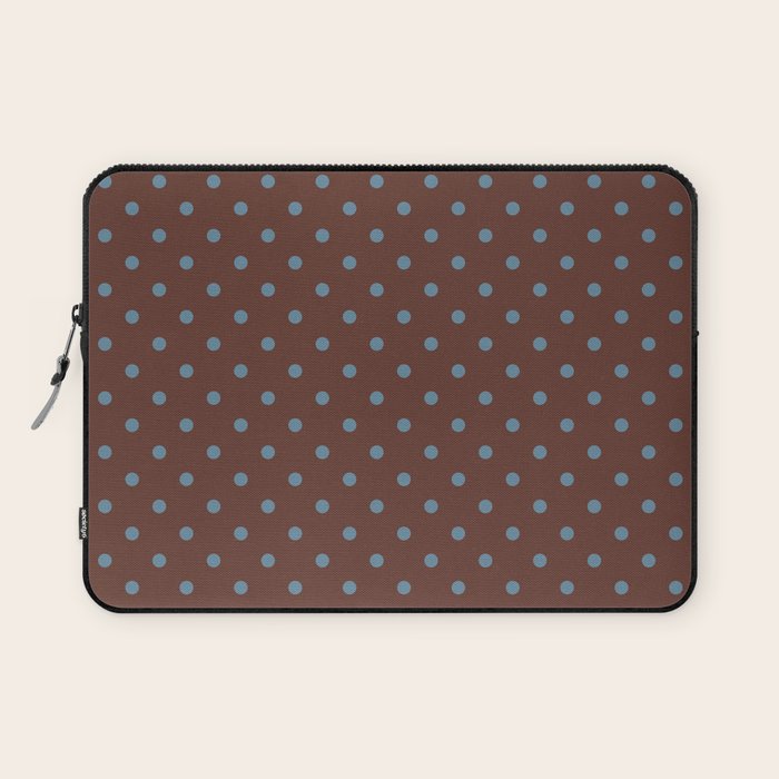 Polka Dot Brown and Blue Pattern Laptop Sleeve Gallery Image 1