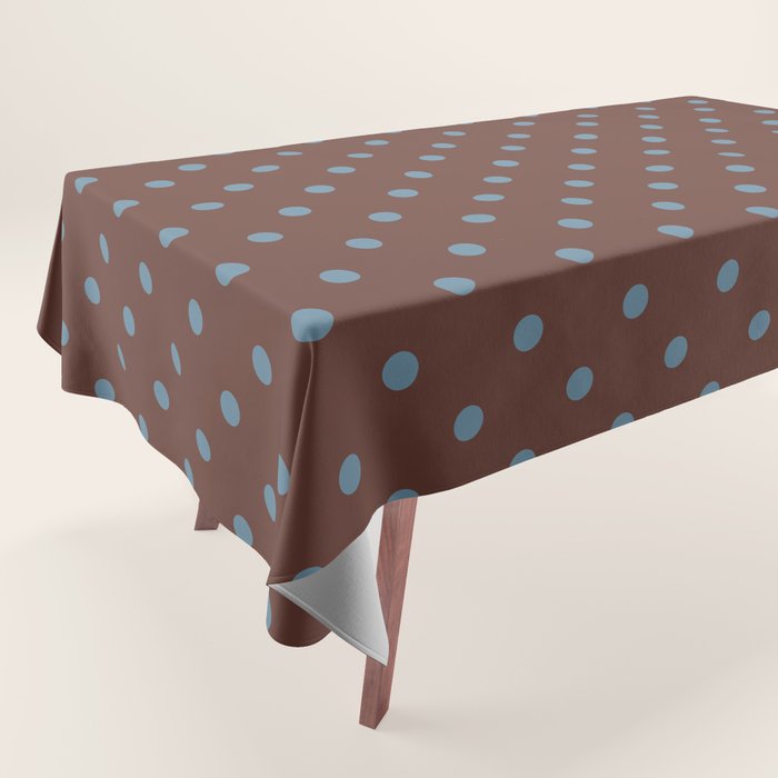 Polka Dot Brown and Blue Pattern Tablecloth Gallery Image 1