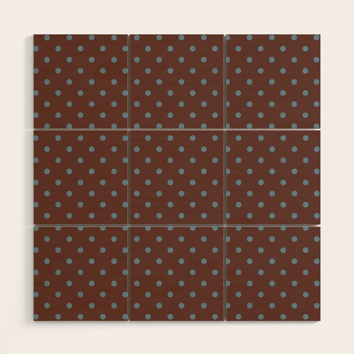 Polka Dot Brown and Blue Pattern Wood Wall Art Gallery Image 1