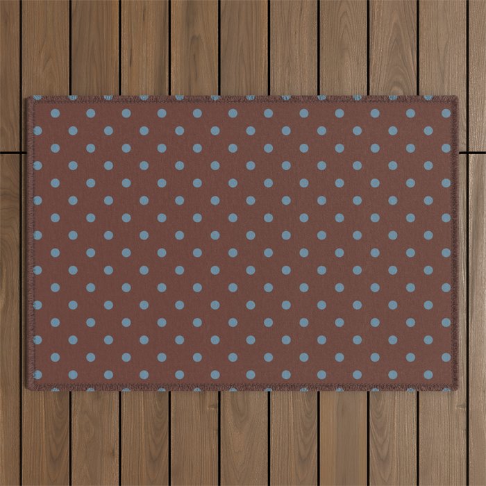 Polka Dot Brown and Blue Pattern Outdoor Rug Gallery Image 1
