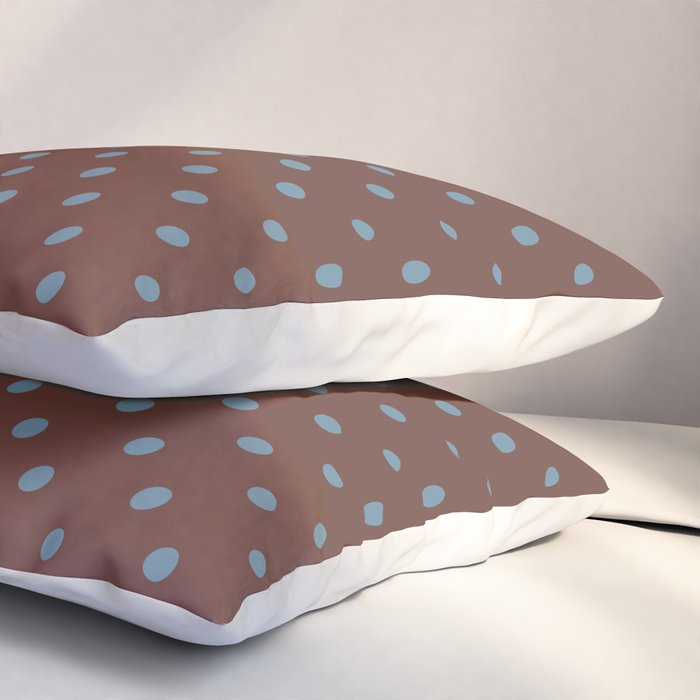 Polka Dot Brown and Blue Pattern Pillow Sham Gallery Image 3