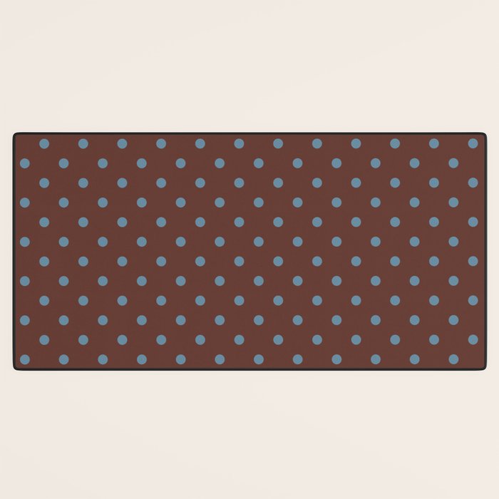Polka Dot Brown and Blue Pattern Desk Mat Gallery Image 3