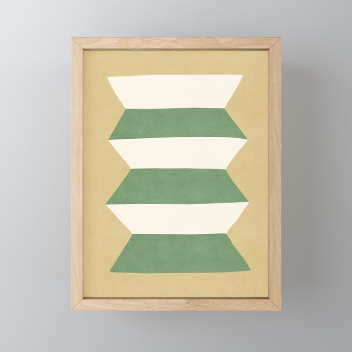 Geometric Vase - Green on Beige Mini Art Print Gallery Image 1