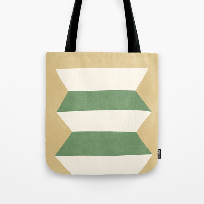 Geometric Vase - Green on Beige Tote Bag Gallery Image 1