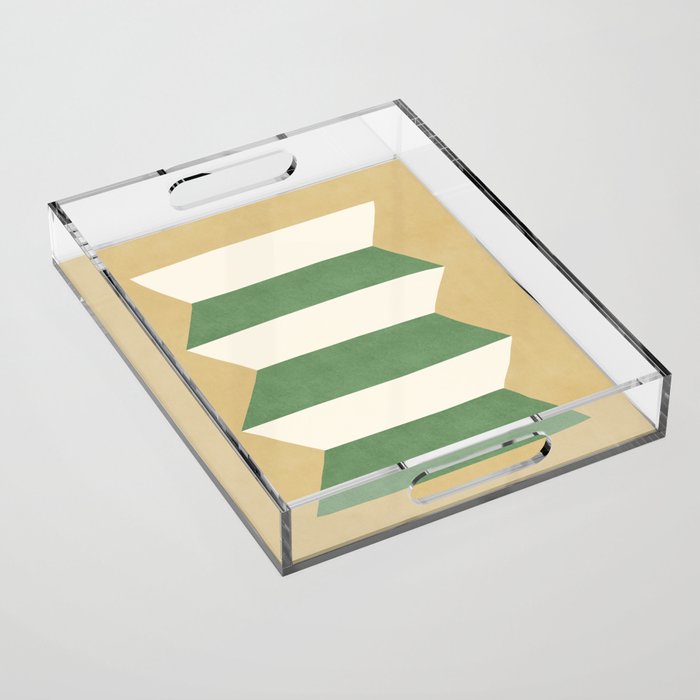 Geometric Vase - Green on Beige Acrylic Tray Gallery Image 1