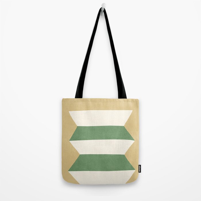 Geometric Vase - Green on Beige Tote Bag Gallery Image 2