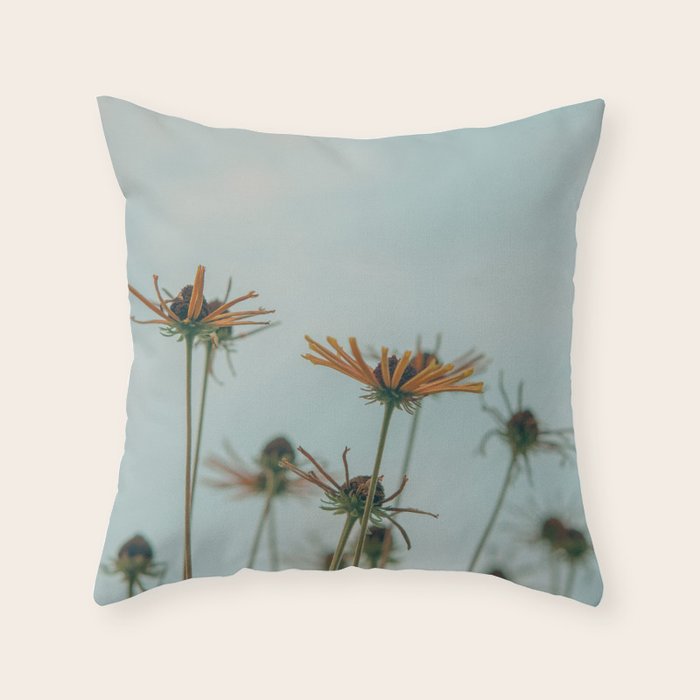 yellow flowers - happy botanical floral art Throw Pillow Gallery Image 6
