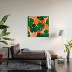 Vibrant Monstera Leaf Pattern Wood Wall Art Gallery Image 2