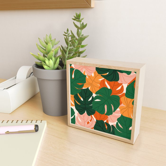 Vibrant Monstera Leaf Pattern Mini Art Print Gallery Image 2