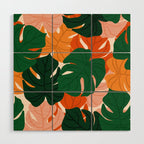 Vibrant Monstera Leaf Pattern Wood Wall Art Gallery Image 1