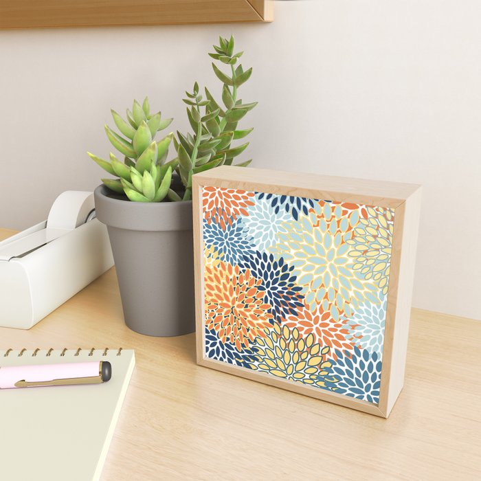 Modern, Floral Prints, Orange, Blue, Yellow Mini Art Print Gallery Image 2
