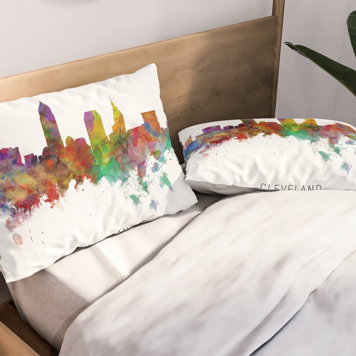 Cleveland Ohio Skyline Pillow Sham Gallery Image 2