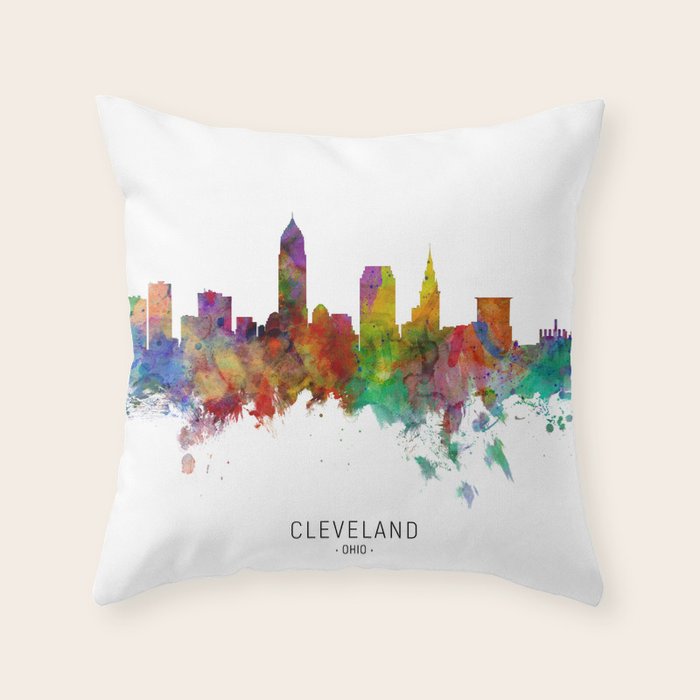 Cleveland Ohio Skyline Throw Pillow Gallery Image 6