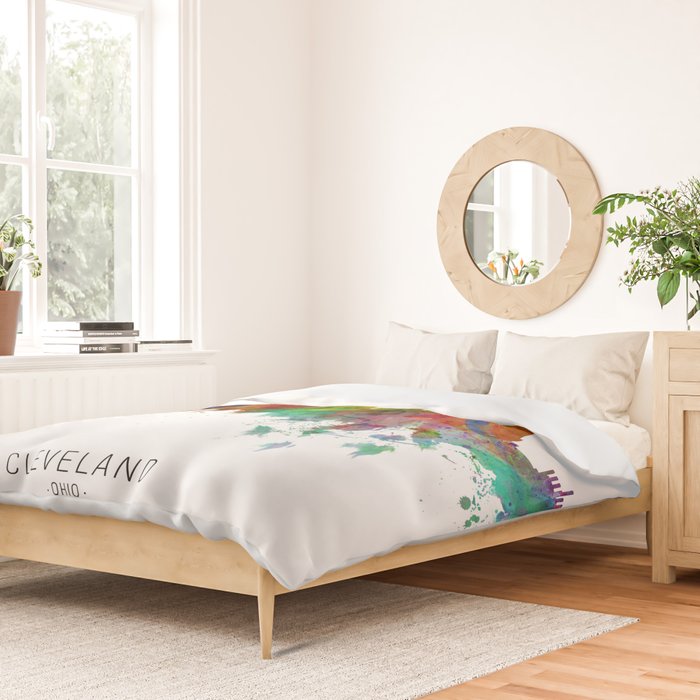Cleveland Ohio Skyline Duvet Cover Gallery Image 2