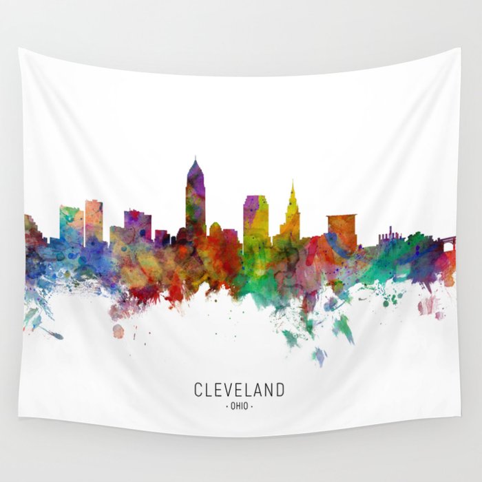 Cleveland Ohio Skyline Wall Tapestry Gallery Image 1