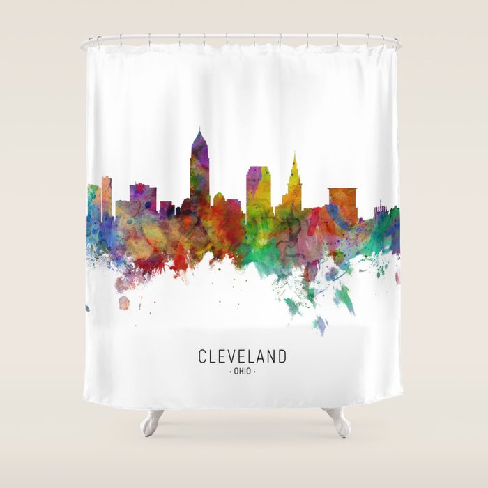 Cleveland Ohio Skyline Shower Curtain Gallery Image 1
