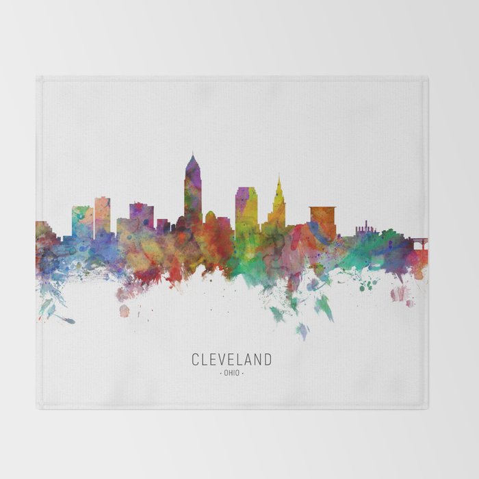 Cleveland Ohio Skyline Throw Blanket Gallery Image 2