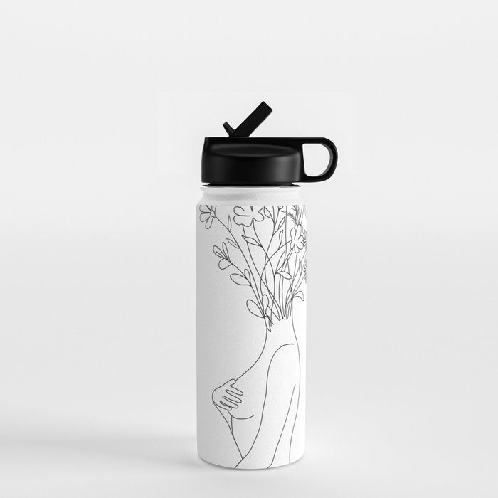 Minimal Line Bloom Water Bottle Gallery Image 1