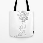 Minimal Line Bloom Tote Bag Gallery Image 1